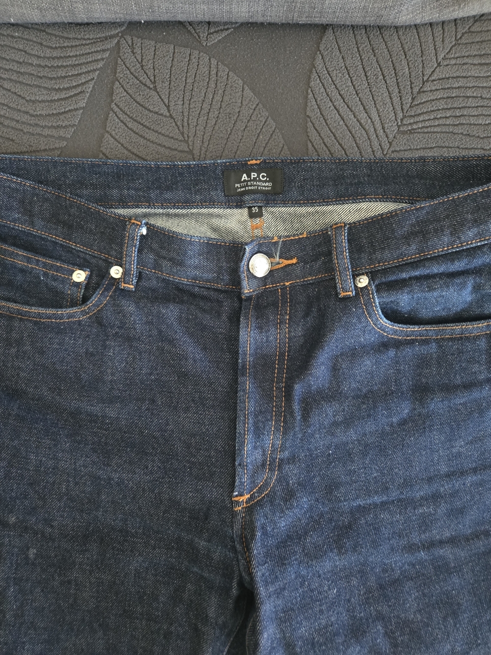 A.P.C. Slim Straight Selvedge Denim Jeans - Indigo Blue with Contrast Stitching